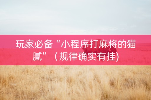 玩家必备“小程序打麻将的猫腻”（规律确实有挂)