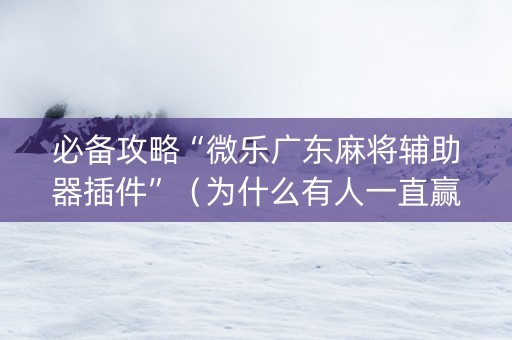 必备攻略“微乐广东麻将辅助器插件”（为什么有人一直赢)