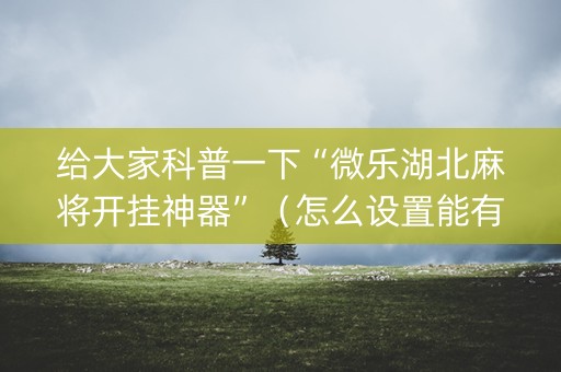 给大家科普一下“微乐湖北麻将开挂神器”（怎么设置能有好牌)
