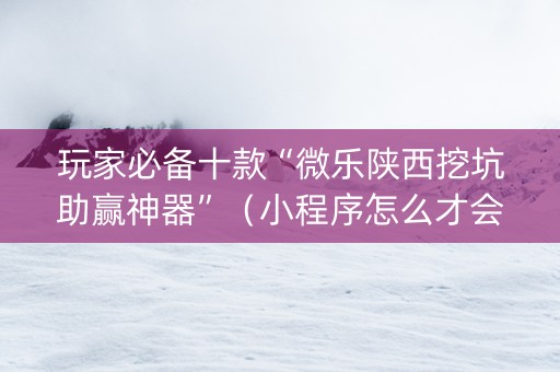 玩家必备十款“微乐陕西挖坑助赢神器”（小程序怎么才会赢)