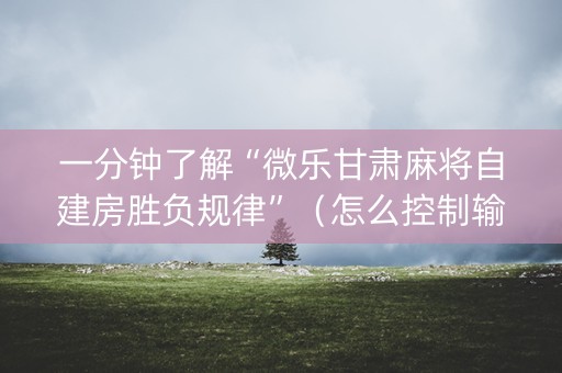 一分钟了解“微乐甘肃麻将自建房胜负规律”（怎么控制输赢)