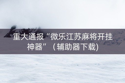 重大通报“微乐江苏麻将开挂神器”（辅助器下载)