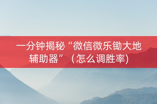 一分钟揭秘“微信微乐锄大地辅助器”（怎么调胜率)
