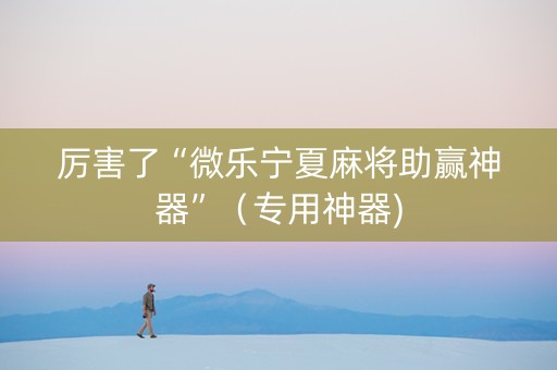 厉害了“微乐宁夏麻将助赢神器”（专用神器)