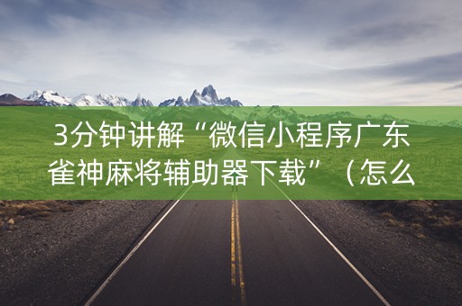 3分钟讲解“微信小程序广东雀神麻将辅助器下载”（怎么能调好牌)