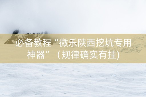 必备教程“微乐陕西挖坑专用神器”（规律确实有挂)