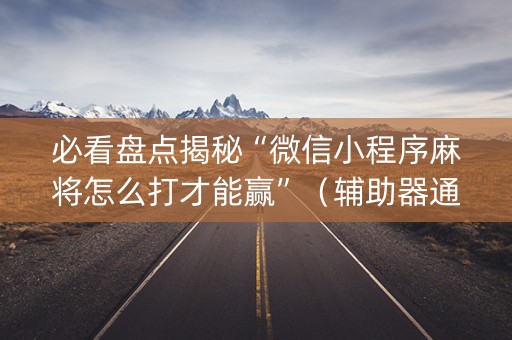 必看盘点揭秘“微信小程序麻将怎么打才能赢”（辅助器通用版)