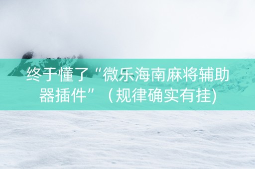 终于懂了“微乐海南麻将辅助器插件”（规律确实有挂)