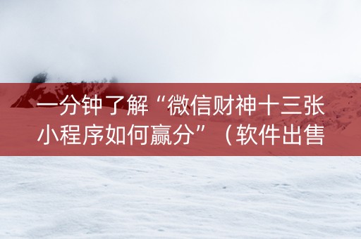 一分钟了解“微信财神十三张小程序如何赢分”（软件出售)
