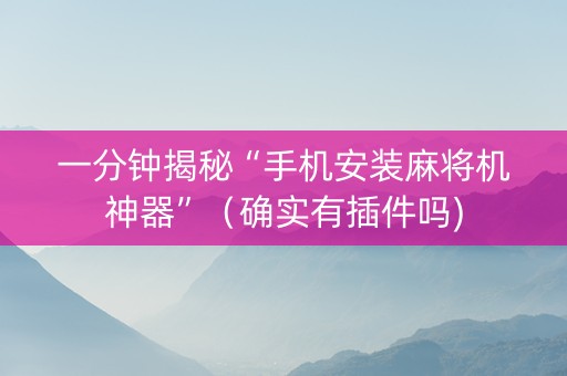一分钟揭秘“手机安装麻将机神器”（确实有插件吗)