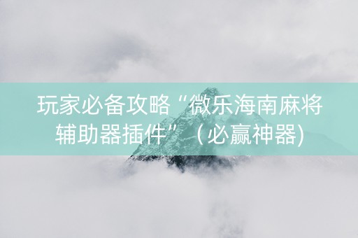 玩家必备攻略“微乐海南麻将辅助器插件”（必赢神器)