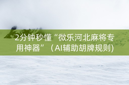 2分钟秒懂“微乐河北麻将专用神器”（AI辅助胡牌规则)