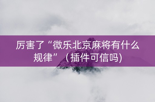 厉害了“微乐北京麻将有什么规律”（插件可信吗)