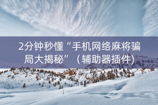 2分钟秒懂“手机网络麻将骗局大揭秘”（辅助器插件)
