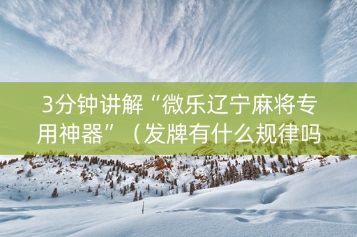 3分钟讲解“微乐辽宁麻将专用神器”（发牌有什么规律吗)