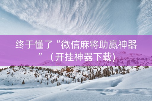 终于懂了“微信麻将助赢神器”（开挂神器下载)