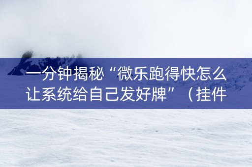 一分钟揭秘“微乐跑得快怎么让系统给自己发好牌”（挂件神器)