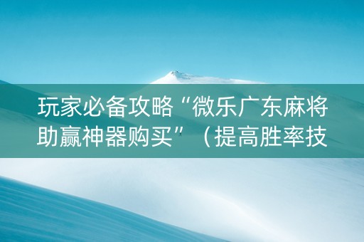 玩家必备攻略“微乐广东麻将助赢神器购买”（提高胜率技巧)