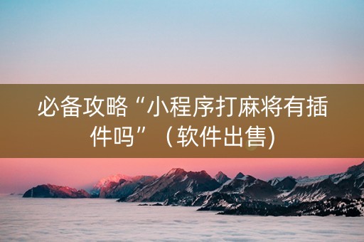 必备攻略“小程序打麻将有插件吗”（软件出售)