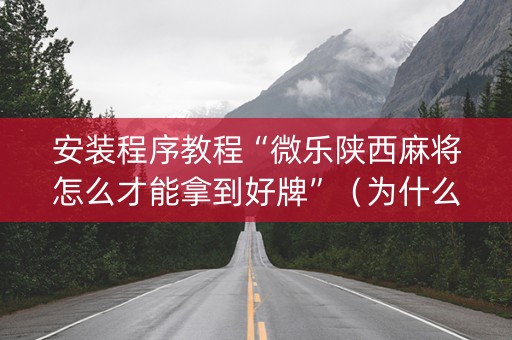 安装程序教程“微乐陕西麻将怎么才能拿到好牌”（为什么有人一直赢)