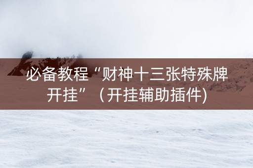 必备教程“财神十三张特殊牌开挂”（开挂辅助插件)