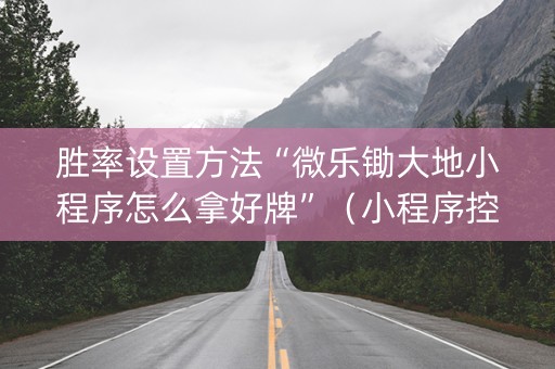 胜率设置方法“微乐锄大地小程序怎么拿好牌”（小程序控牌器)