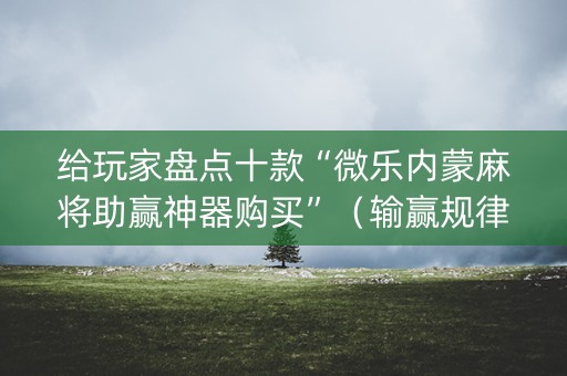 给玩家盘点十款“微乐内蒙麻将助赢神器购买”（输赢规律)
