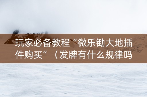 玩家必备教程“微乐锄大地插件购买”（发牌有什么规律吗)