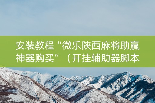 安装教程“微乐陕西麻将助赢神器购买”（开挂辅助器脚本)