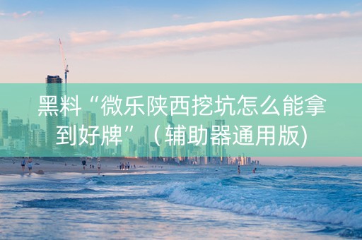 黑料“微乐陕西挖坑怎么能拿到好牌”（辅助器通用版)