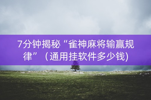 7分钟揭秘“雀神麻将输赢规律”（通用挂软件多少钱)