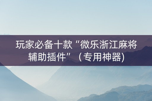 玩家必备十款“微乐浙江麻将辅助插件”（专用神器)