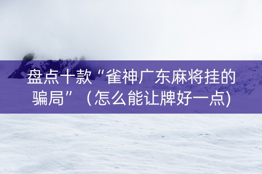 盘点十款“雀神广东麻将挂的骗局”（怎么能让牌好一点)