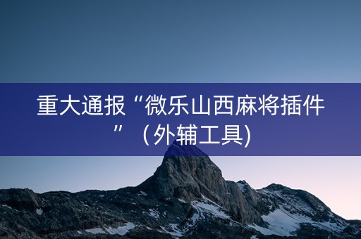 重大通报“微乐山西麻将插件”（外辅工具)