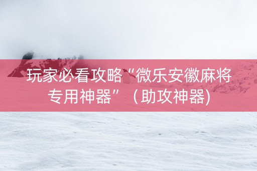 玩家必看攻略“微乐安徽麻将专用神器”（助攻神器)