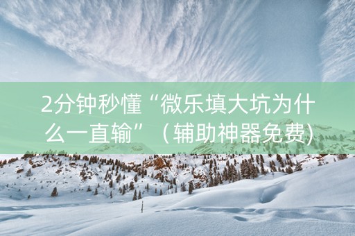 2分钟秒懂“微乐填大坑为什么一直输”（辅助神器免费)