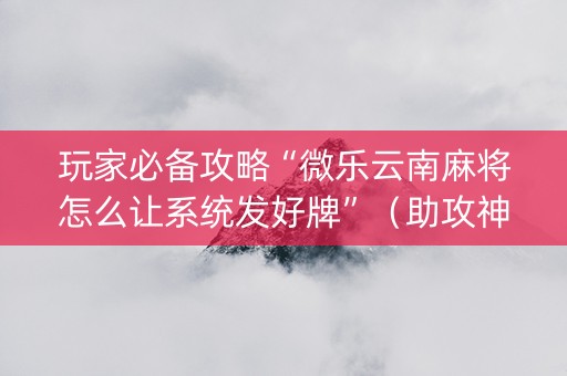 玩家必备攻略“微乐云南麻将怎么让系统发好牌”（助攻神器)