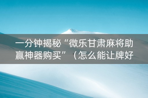 一分钟揭秘“微乐甘肃麻将助赢神器购买”（怎么能让牌好一点)
