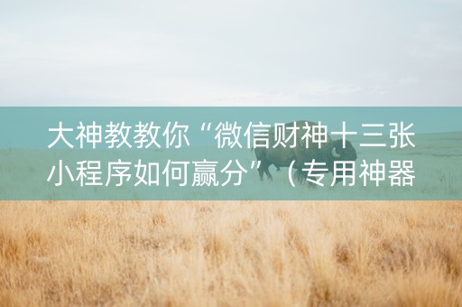 大神教教你“微信财神十三张小程序如何赢分”（专用神器下载)