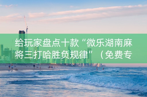 给玩家盘点十款“微乐湖南麻将三打哈胜负规律”（免费专用神器)