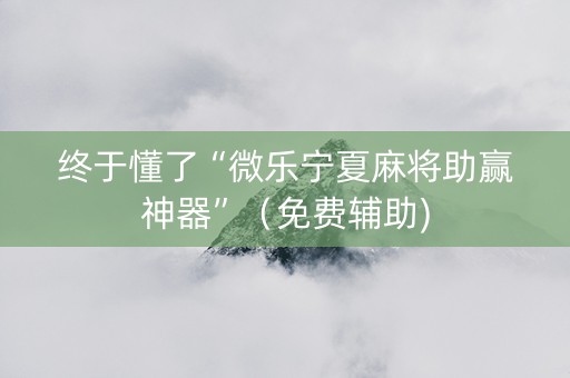 终于懂了“微乐宁夏麻将助赢神器”（免费辅助)