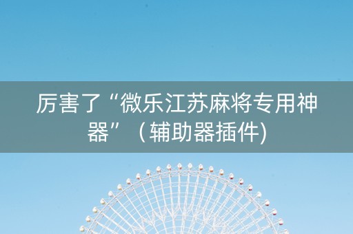 厉害了“微乐江苏麻将专用神器”（辅助器插件)