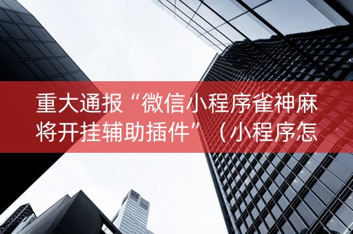 重大通报“微信小程序雀神麻将开挂辅助插件”（小程序怎么才会赢)