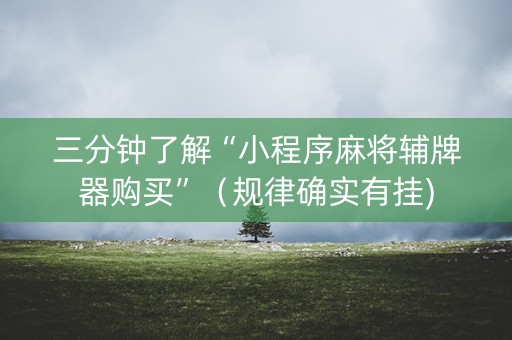 三分钟了解“小程序麻将辅牌器购买”（规律确实有挂)