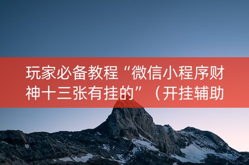 玩家必备教程“微信小程序财神十三张有挂的”（开挂辅助器脚本)