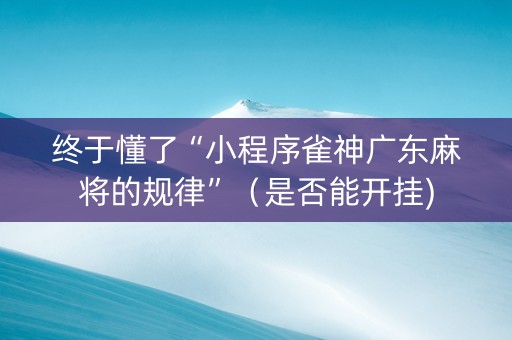 终于懂了“小程序雀神广东麻将的规律”（是否能开挂)