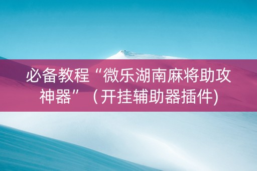 必备教程“微乐湖南麻将助攻神器”（开挂辅助器插件)