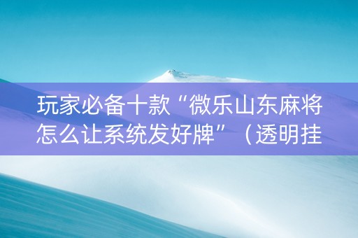 玩家必备十款“微乐山东麻将怎么让系统发好牌”（透明挂辅助器)