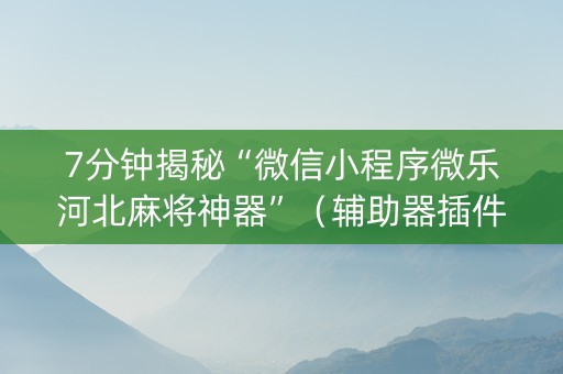 7分钟揭秘“微信小程序微乐河北麻将神器”（辅助器插件)
