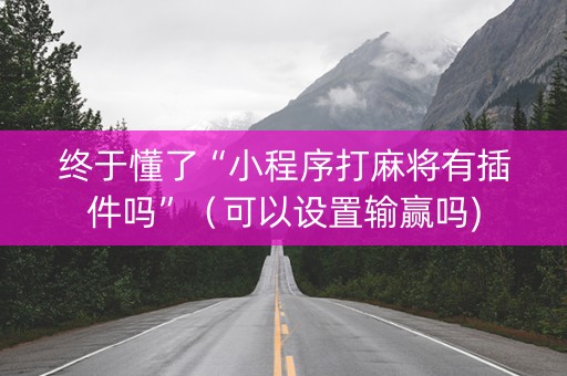 终于懂了“小程序打麻将有插件吗”（可以设置输赢吗)
